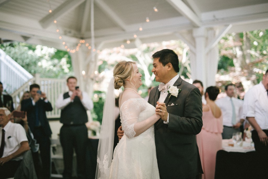 First dance at Simple byt elegant wedding and reception in Nashville, TN at all-inclusive venue CJ's Off the Square