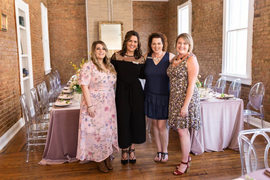 The creative team behind planning the party for clients, CJ's Off the Square staff / Whimsical / Summer / August / Yellow / Lavender / Blush
